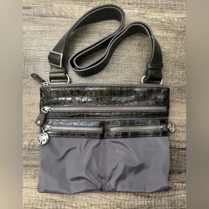 Brighton nylon and croc embossed crossbody bag